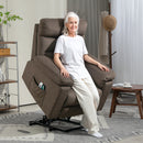 Poltrona Alzapersona Reclinabile Massaggiante e Riscaldante 93x101x102 cm in Tessuto Effetto Velluto Marrone Scuro   