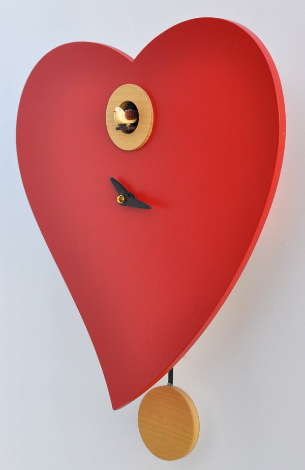 Orologio a Cucù da Parete 33x34x10 cm Pirondini Italia Cuore Rosso sconto