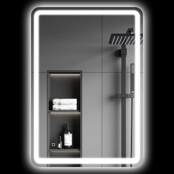 Specchio Bagno da Parete 70x100 cm con Interruttore Touch e Luce LED in Vetro Temperato Argento acquista