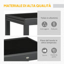Tavolo Allungabile da Giardino 80-160x80x75 cm con Piano in Vetro e Alluminio Nero   