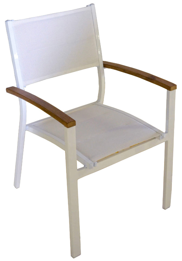 prezzo Sedia da Giardino con Braccioli in Alluminio e Textilene Vorghini Bastia Avorio