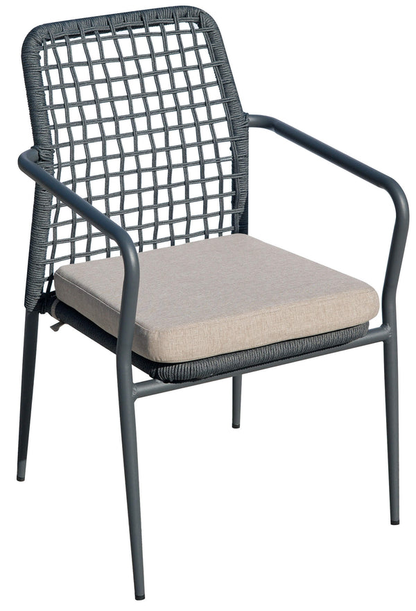 Sedia da Giardino in Alluminio e Corda con Cuscino Vorghini Pisa Grigio Scuro online