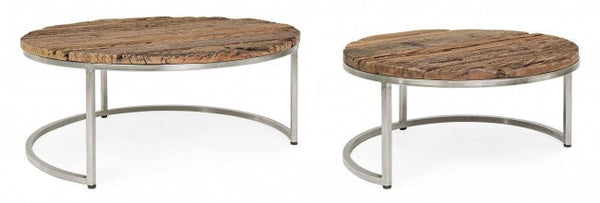 online Set 2 Tavolino Rafter Basso in Legno Riciclato