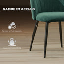 Set 2 Sedie da Pranzo 52x55x79 cm Imbottite con Schienale a Conchiglia in Velluto Verde Scuro      