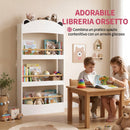Libreria Montessoriana per Bambini 3-8 Anni a Forma di Orso 50x15x97 cm con 4 Ripiani in Legno Bianco      
