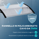 Pensilina Tettoia 110x60x23 cm in Policarbonato e Alluminio Trasparente