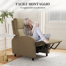 Poltrona Relax 64x86x102 cm Reclinabile Manualmente a 160° con Poggiapiedi in Tessuto Effetto Lino Beige      
