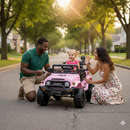Macchina Elettrica per Bambini Fuoristrada Toyota Fj Cruiser 12V Telecomando Ruote in Gomma e Sedile in Pelle Rosa