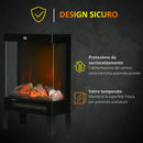 Camino Elettrico 2000W 40,5x20x62 cm con LED Effetto Fiamma Nero