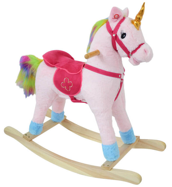 Cavallo a Dondolo Unicorno H80 cm in Peluche Kids Joy Rosa sconto