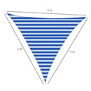 Tenda Vela Ombreggiante Triangolare 5x5x5m in Polietilene Strisce Blue e Bianco