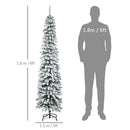 Albero di Natale Innevato Slim 180 cm con 395 Rami in Metallo e Plastica Verde      