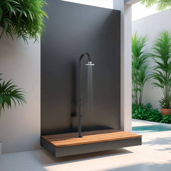 online Doccia da Giardino in Alluminio Soffione I-switch Quadrato con Termometro LCD Sined Luna Alu Nero
