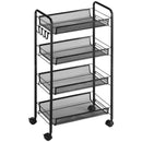 Carrello da Cucina a 4 Ripiani 45x26,5x84 cm in Acciaio e Polipropilene Nero