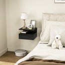 Comodino Sospeso 35x32x22,5 cm con Cassetto e Ripiano Aperto in Legno Nero Lucido  