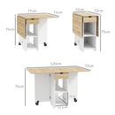 Tavolo da Pranzo Salvaspazio Pieghevole a Ribalta 120x72x75 cm con Cassetto e Ripiani in Melamina Rovere      