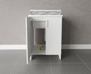 Mobile Lavatoio 2 Ante in Nobilitato 60x50x85 cm Vasca in PP con Asse in Resina e Kit di Scarico Bianco  