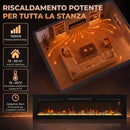 Camino Elettrico da Incasso o Parete 170x15,8x45 cm 1500 W con Timer 24 Ore Fiamma Regolabile e Cristalli      