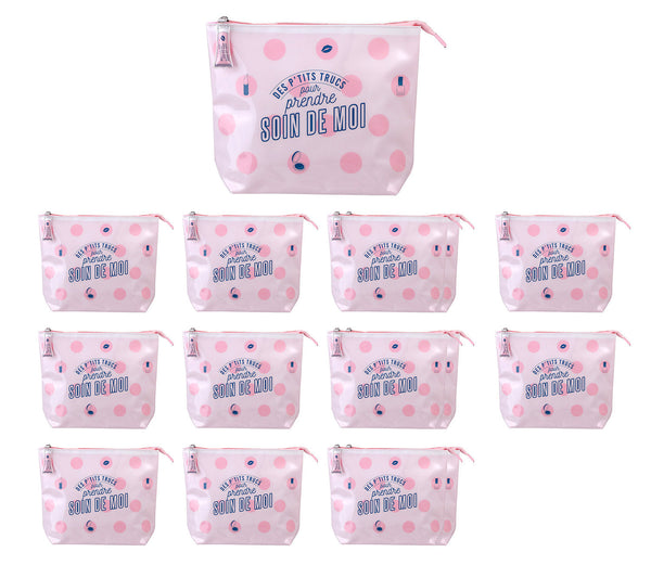 Set 12 Beauty Case per Bambini 28x7,5x21 cm per Trucchi da Viaggio Shiny Rosa sconto