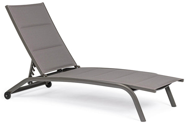 sconto Lettino Prendisole da Giardino 61x192x96 cm con Ruote in Alluminio Tortora