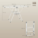 Stendibiancheria a 2 Livelli 156,5x61,5x97 cm Regolabile su 4 Altezze in Metallo e Plastica Bianco      