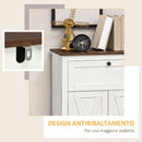 Credenza Bassa da Cucina in Stile Rustico 60x30x87,4 con Cassetto e Armadietto con Ripiano Regolabile in Legno Bianco      