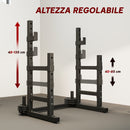Porta Bilanciere 110x91x145 cm Regolabile a 2 Livelli con Porta Dischi in Acciaio Nero      