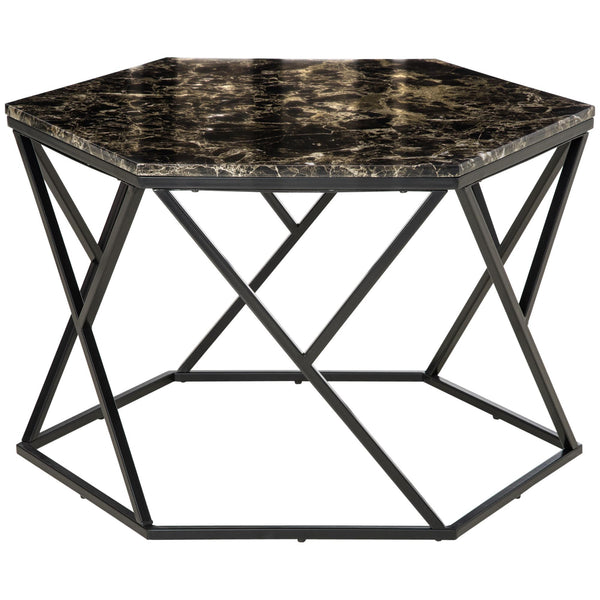 Tavolino da Salotto 81x70x51,2 cm Piano Effetto Marmo in MDF e Acciaio Nero prezzo