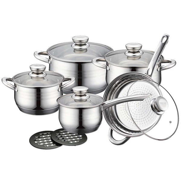 sconto Batteria di Pentole 12 Pezzi in Acciaio Antiaderente Induzione