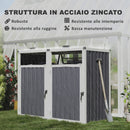 Copri Bidoni Spazzatura a 2 Sezioni 146x81x122 cm con Coperchio Sollevabile in Acciaio Zincato Grigio Scuro      
