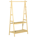 Appendiabiti per Ingresso 2 Scaffali 4 Ganci 100x42x155 cm in Bambù Naturale