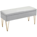 Panca Fondo Letto con Contenitore 100x40x49 cm in Tessuto e Gambe in Acciaio Grigio Chiaro      