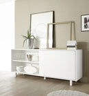 Credenza Mobile Soggiorno 3 Cassetti 1 Porta in Melamina 206x50x86cm TFT Aladdin Bianco