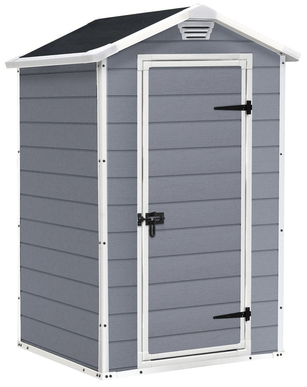 sconto Casetta da Giardino Porta Attrezzi 129x103x196 cmin Resina Effetto Legno Keter Manor 4x3 Grigia