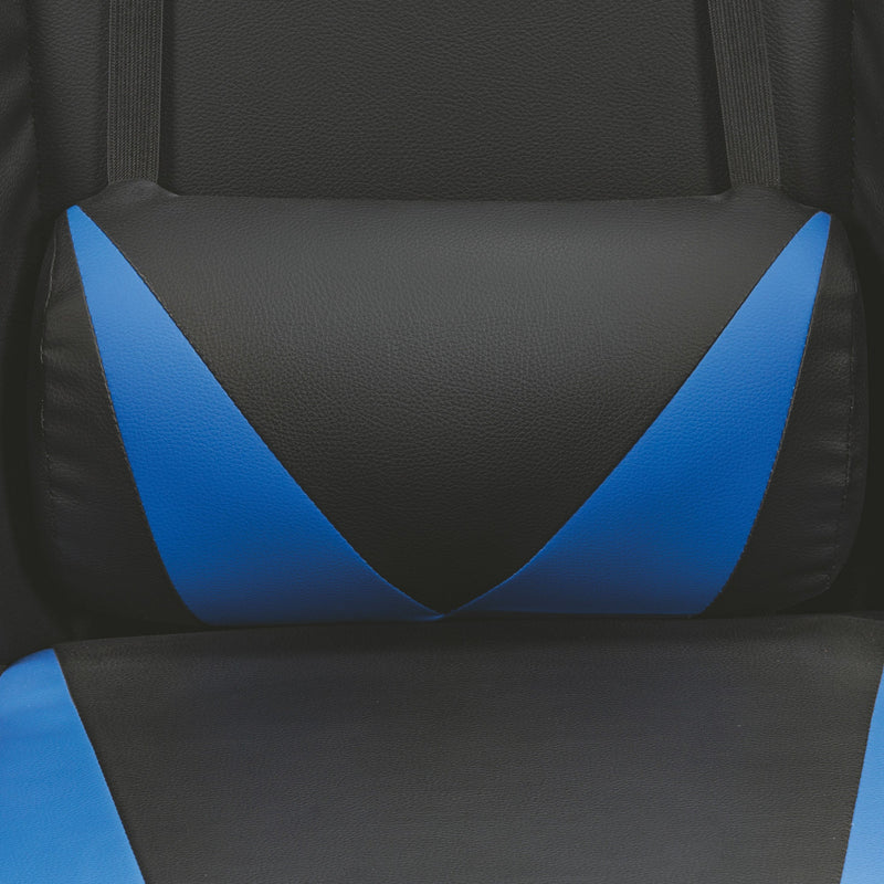 Sedia da Gaming 61x56x123 cm in Similpelle Nera e Blu
