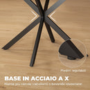 Tavolo Pranzo Allungabile 4-6 Posti 135x100x75 cm con Prolunga a Farfalla e Base a X in MDF e Acciaio Marmo Nero      