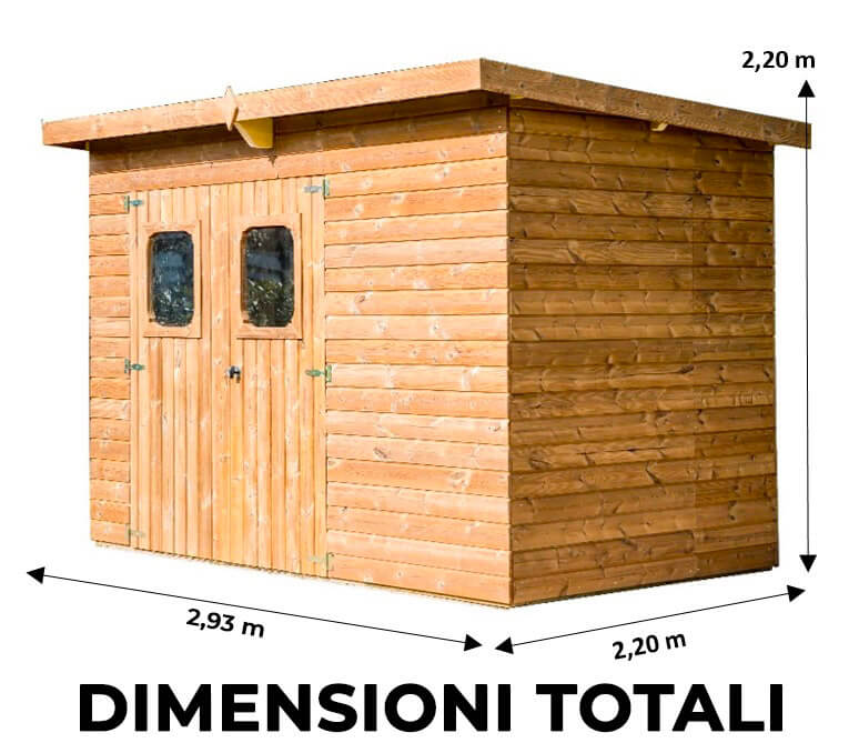 Casetta Box da Giardino 2,76x1,8 m Senza Pavimento in Legno Picea Massello 19mm Tetto in Acciaio Theora