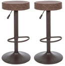 Set 2 Sgabelli Regolabile 35x35x64/85 cm Piper in Ecopelle Marrone Vintage