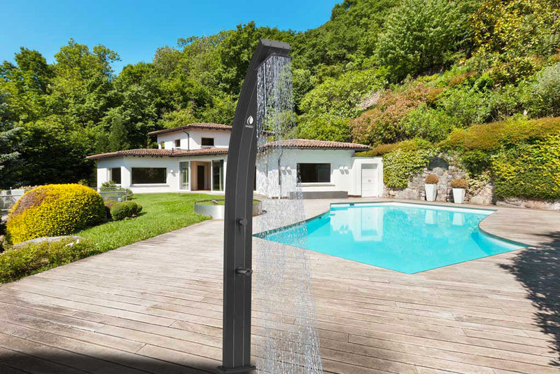 Doccia Solare da Giardino 30L Miscelatore e Lavapiedi Sined Lea Nera