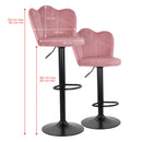 Set 2 Sgabelli 38x38x60/80 cm in Velluto Base Nera Cipria