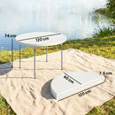 Tavolo da Campeggio Pieghevole Ø120x74 cm in Metallo e HDPE Bianco      