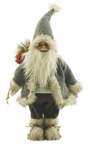 Pupazzo Babbo Natale in Tessuto Abito Grigio H60 cm Soriani