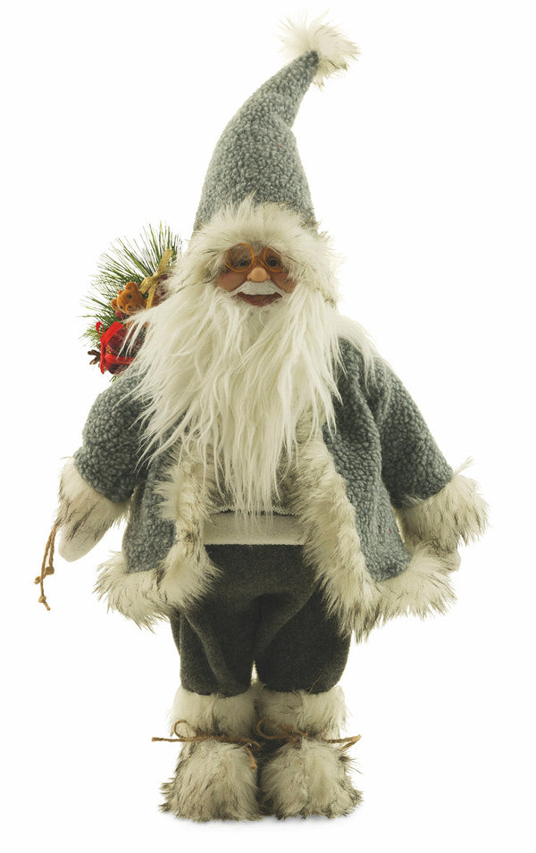 Pupazzo Babbo Natale in Tessuto Abito Grigio H60 cm Soriani sconto