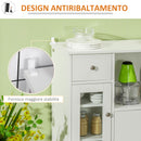 Credenza Buffet 80x30x82 cm con Vano Aperto Cassetto 3 Ripiani e Armadietto a 2 Ante in Legno Bianco      