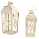 Set 2 Lanterne in Metallo bombata crema