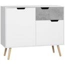 Mobile da Salotto 2 Armadietti 2 Ante e Cassetto 98x39x81,5 cm in Truciolato e Pino Grigio e Bianco