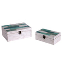 Set 2 Scatole in legno mare rettangolare 