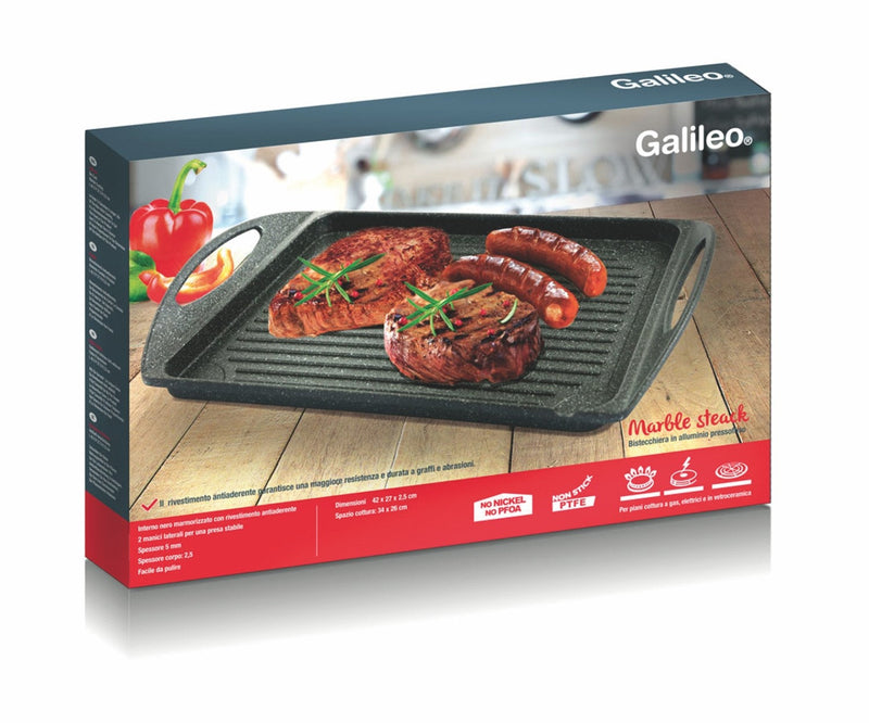 Bistecchiera Rettangolare Antiaderente in Alluminio 45x27cm Soriani Marble Steack