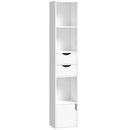 Libreria 30x24x158 cm con Cassetti e Ripiano Regolabile in Legno Bianco      