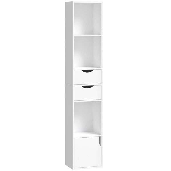 Libreria 30x24x158 cm con Cassetti e Ripiano Regolabile in Legno Bianco sconto